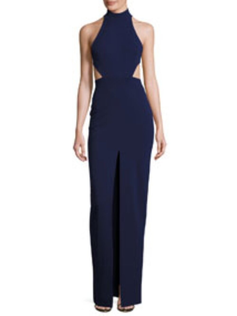 Solace London Navy Piper Maxi • Size 6 • Cutout Waist • High Slit • Sleek & Mode